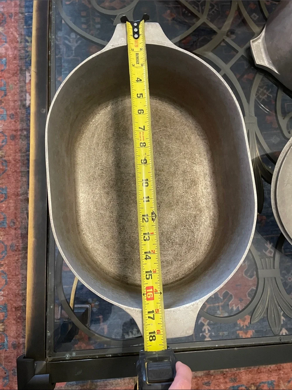 Vintage Cast Aluminum Oval Roaster + Lid — Unique Engraved “Forever” Emblem